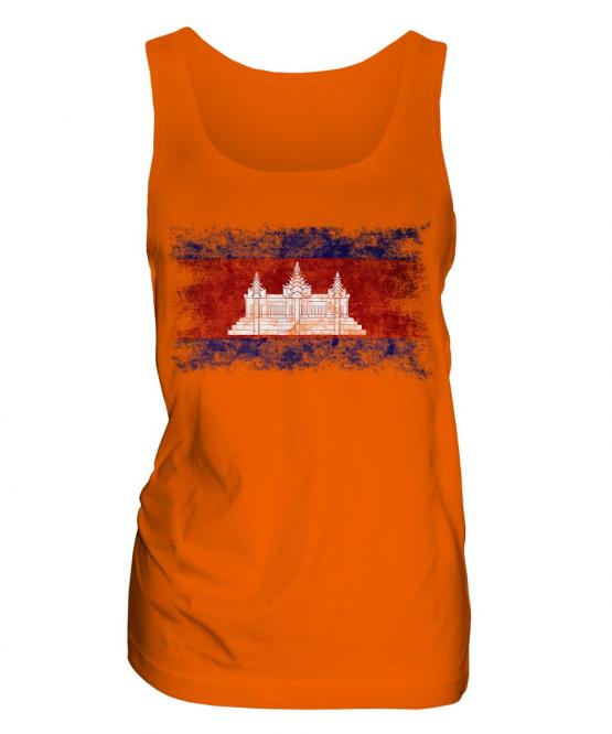 Cambodia Distressed Flag Ladies Vest