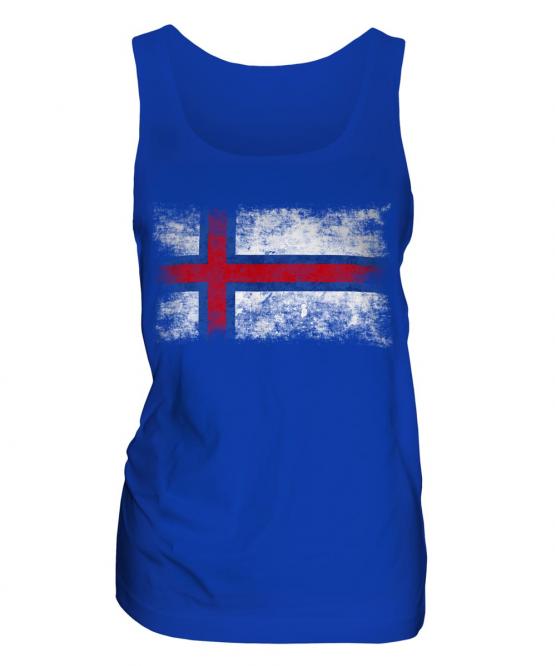 Faroe Islands Distressed Flag Ladies Vest