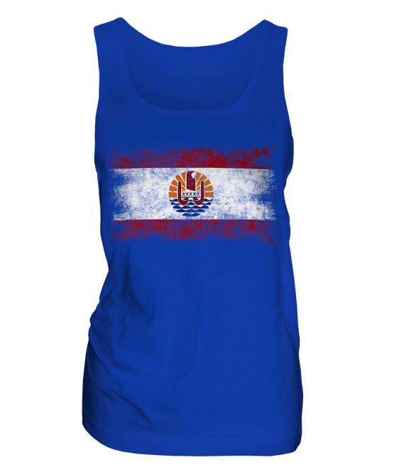 French Polynesia Distressed Flag Ladies Vest