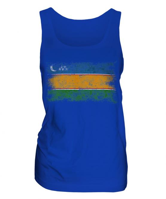 Karakalpakstan Distressed Flag Ladies Vest