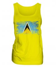Saint Lucia Distressed Flag Ladies Vest