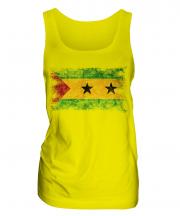 Sao Tome E Principe Distressed Flag Ladies Vest
