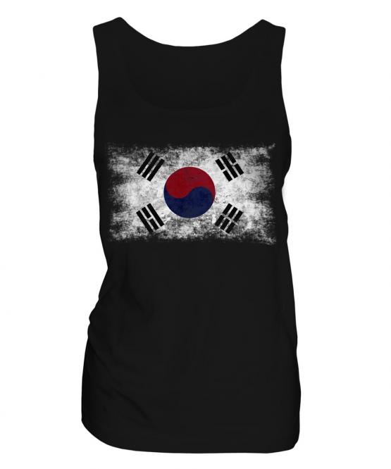 South Korea Distressed Flag Ladies Vest