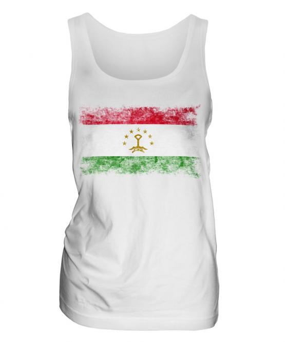 Tajikistan Distressed Flag Ladies Vest