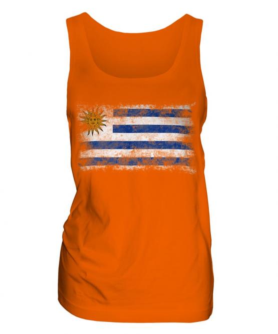 Uruguay Distressed Flag Ladies Vest