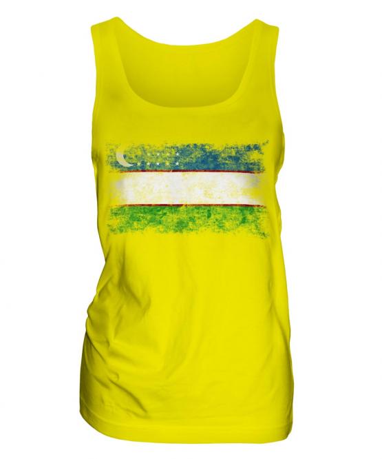 Uzbekistan Distressed Flag Ladies Vest