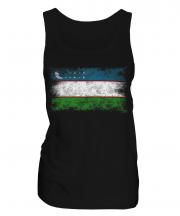 Uzbekistan Distressed Flag Ladies Vest