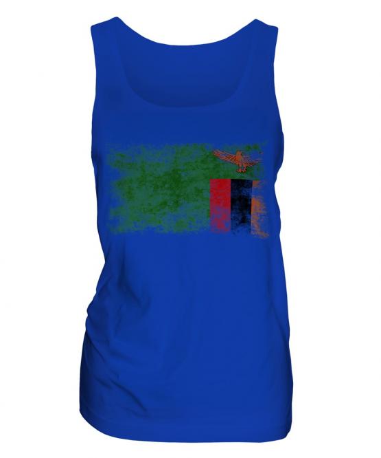Zambia Distressed Flag Ladies Vest