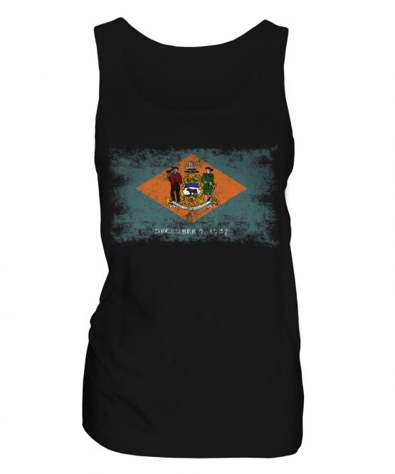 Delaware State Distressed Flag Ladies Vest