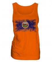 Kansas State Distressed Flag Ladies Vest