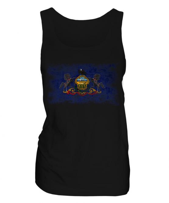 Pennsylvania State Distressed Flag Ladies Vest