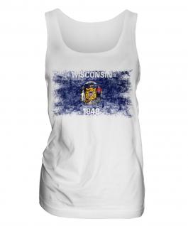 Wisconsin State Distressed Flag Ladies Vest
