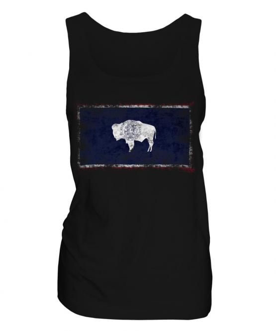 Wyoming State Distressed Flag Ladies Vest