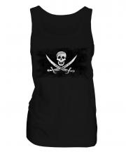 Pirate Distressed Flag Ladies Vest