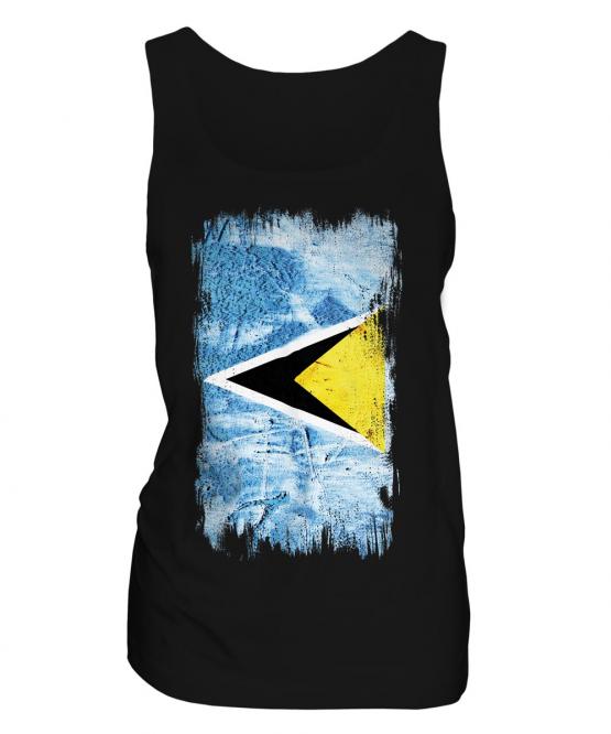 Saint Lucia Grunge Flag Ladies Vest