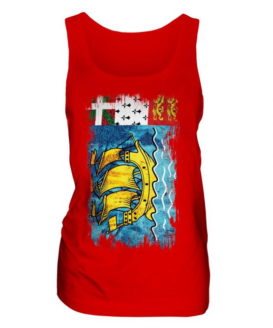 Saint Pierre And Miquelon Grunge Flag Ladies Vest