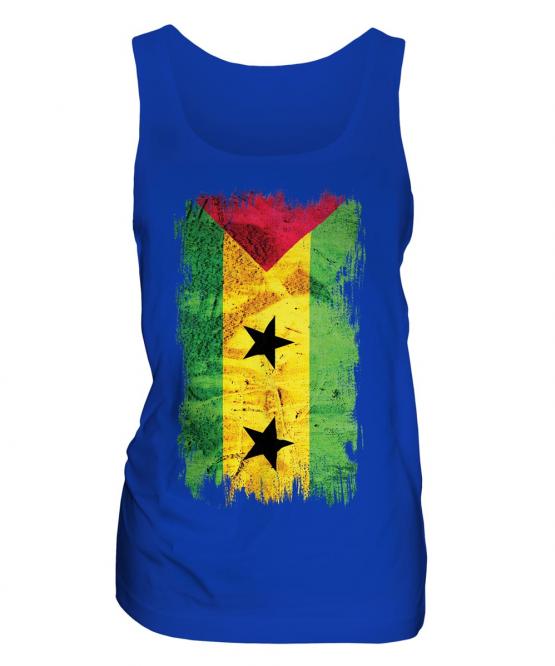 Sao Tome E Principe Grunge Flag Ladies Vest