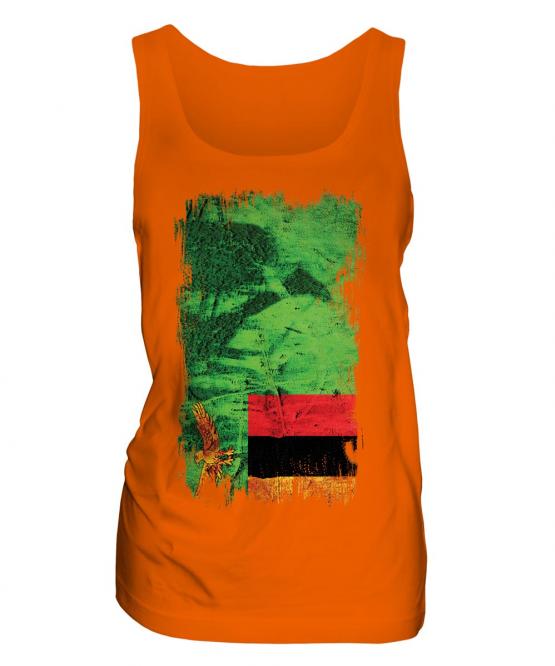 Zambia Grunge Flag Ladies Vest