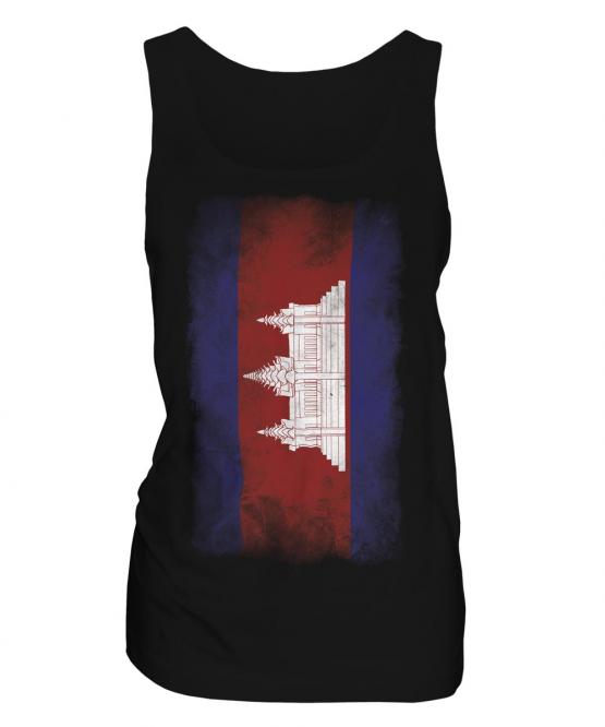 Cambodia Faded Flag Ladies Vest