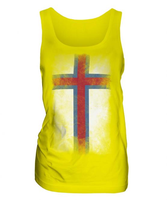 Faroe Islands Faded Flag Ladies Vest