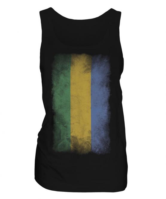 Gabon Faded Flag Ladies Vest