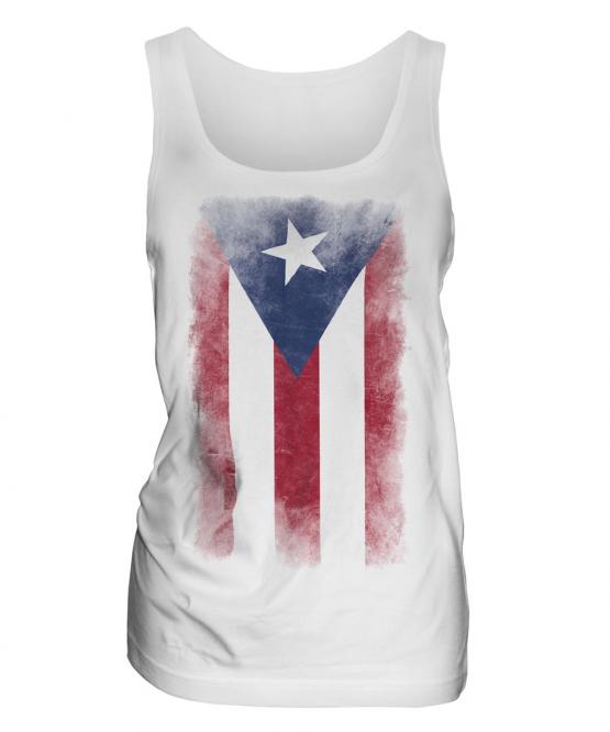 Puerto Rico Faded Flag Ladies Vest