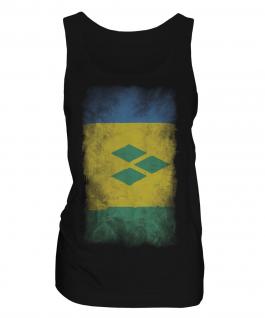 Saint Vincents And The Grenadines Faded Flag Ladies Vest
