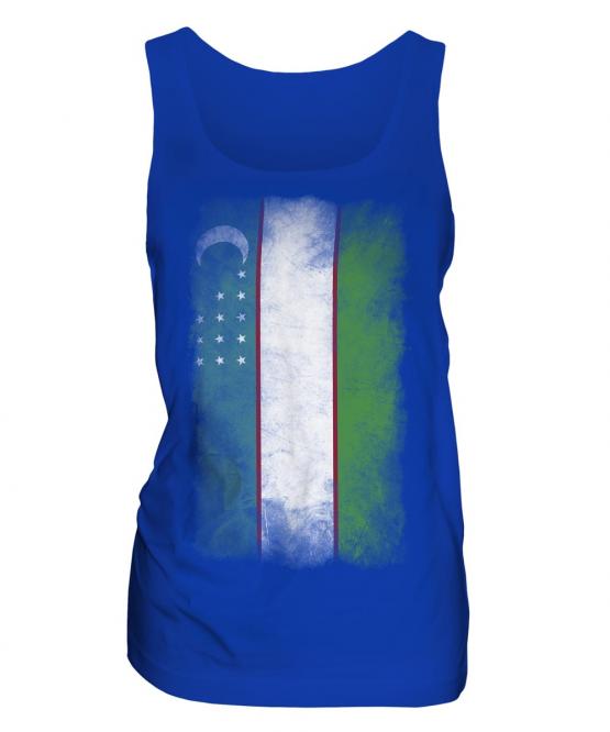 Uzbekistan Faded Flag Ladies Vest