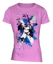 Scotland Flag Abstract Print Ladies T-Shirt