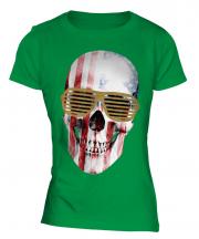 Stars And Stripes Skull Ladies T-Shirt