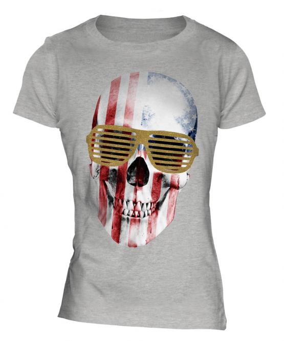 Stars And Stripes Skull Ladies T-Shirt