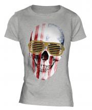Stars And Stripes Skull Ladies T-Shirt