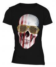 Stars And Stripes Skull Ladies T-Shirt