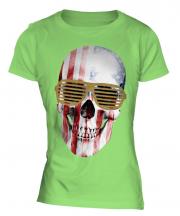 Stars And Stripes Skull Ladies T-Shirt