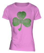 Shamrock Distressed Print Ladies T-Shirt