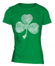 Shamrock Distressed Print Ladies T-Shirt