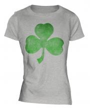 Shamrock Distressed Print Ladies T-Shirt
