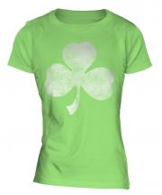 Shamrock Distressed Print Ladies T-Shirt