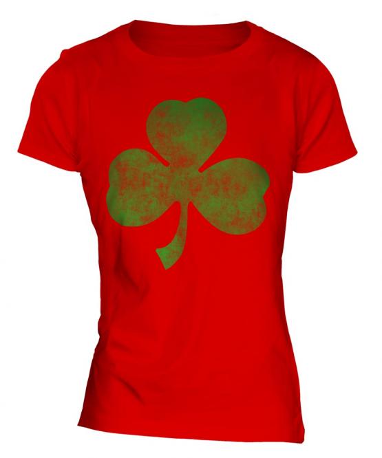 Shamrock Distressed Print Ladies T-Shirt