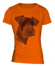 Airedale Terrier Sketch Ladies T-Shirt