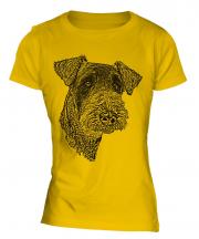 Airedale Terrier Sketch Ladies T-Shirt