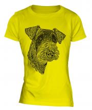 Airedale Terrier Sketch Ladies T-Shirt