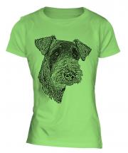 Airedale Terrier Sketch Ladies T-Shirt