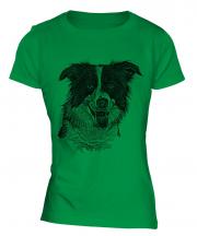 Border Collie Sketch Ladies T-Shirt