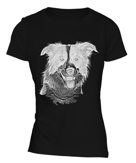 Border Collie Sketch Ladies T-Shirt