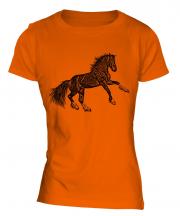 Rearing Horse Sketch Ladies T-Shirt