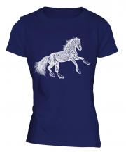 Rearing Horse Sketch Ladies T-Shirt