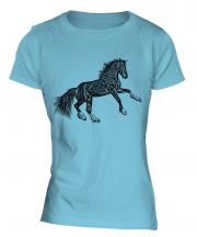 Rearing Horse Sketch Ladies T-Shirt