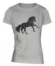 Rearing Horse Sketch Ladies T-Shirt