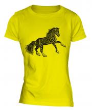Rearing Horse Sketch Ladies T-Shirt